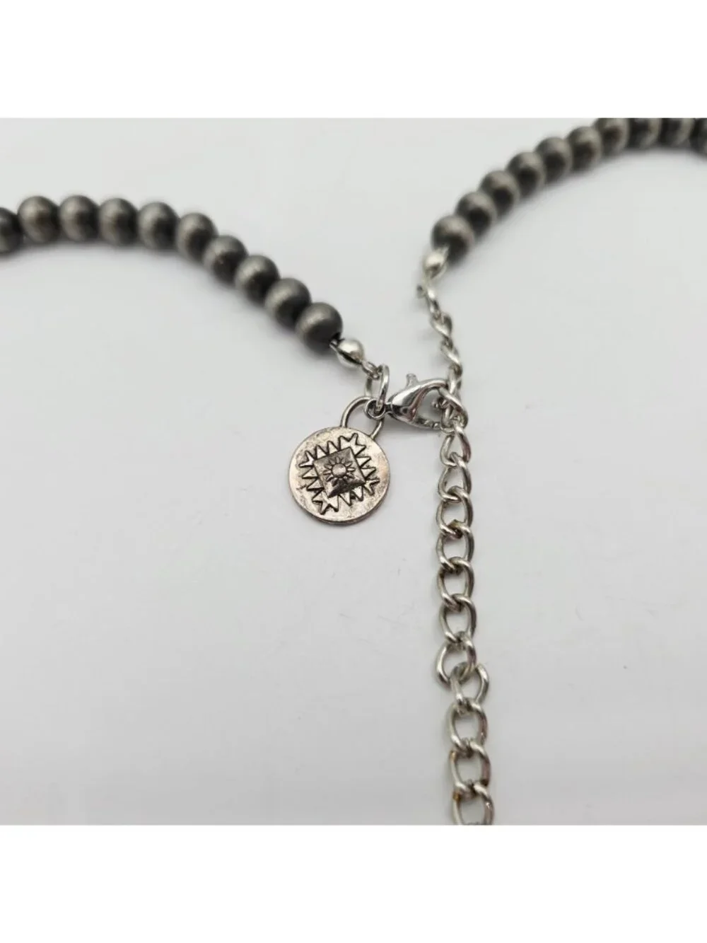 Women's Faux Navajo Pearl Turquoise Bar Necklace 18" - Picture 5 of 9